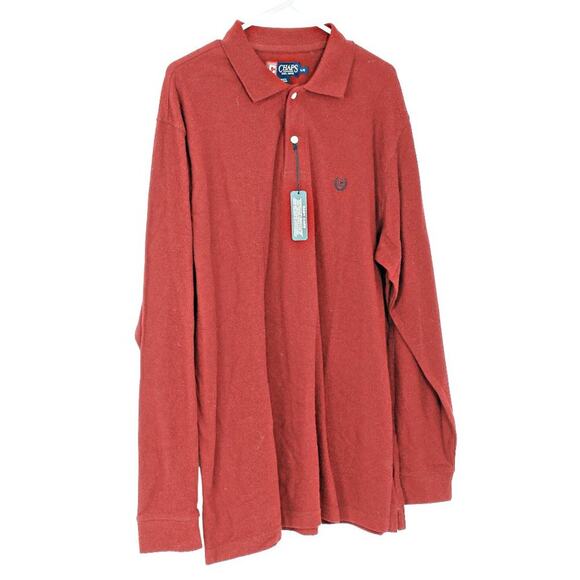 Chaps Polo Shirt Long Sleeve Classic Logo Emblem Men's Red Size XL - Picture 1 of 10